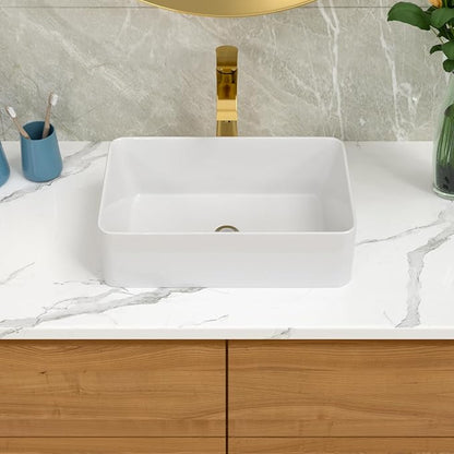 Lordear Vessel Sink Rectangle 21"x14" Bathroom Sink Rectangular Modern Above Counter White Porcelain Ceramic Vessel Vanity Sink Art Basin