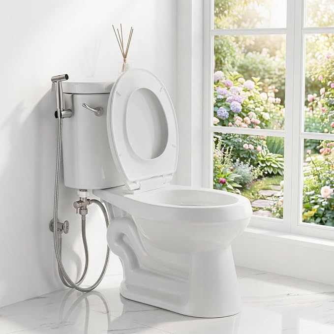 TRIPHIL Handheld Bidet Sprayer for Toilet, Adjustable Water Pressure Jet Bidet Attachment with Leak-Proof 304 Stainless Steel T-valve for Bathroom Cleaning, Cloth Diaper/Feminine Wash, Brushed Nickel
