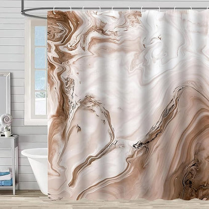 Brown Marble Shower Curtain Modern Abstract Tan Ombre Shower Curtains for Bathroom Waterproof Polyester Fabric Bathroom Curtain 72 x 72 Inch with 12 Hooks