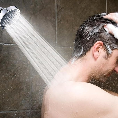 AISOSO Shower Head 2 PCS, 5 Modes High Pressure Shower Heads for Relaxed Shower Experience, 4.1 Inch Bathroom Fixed Showerhead Even at Low Water Pressure for Powerful Spray, Chrome