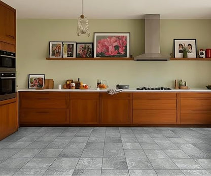 W&S 24-Sheets Peel and Stick Floor Tiles,Light Gray Peel and Stick Backsplash, Self Adhesive Flooring for Bathroom, Bedroom, Living Room, Rigid&Thicker Stick on Kitchen Flooring