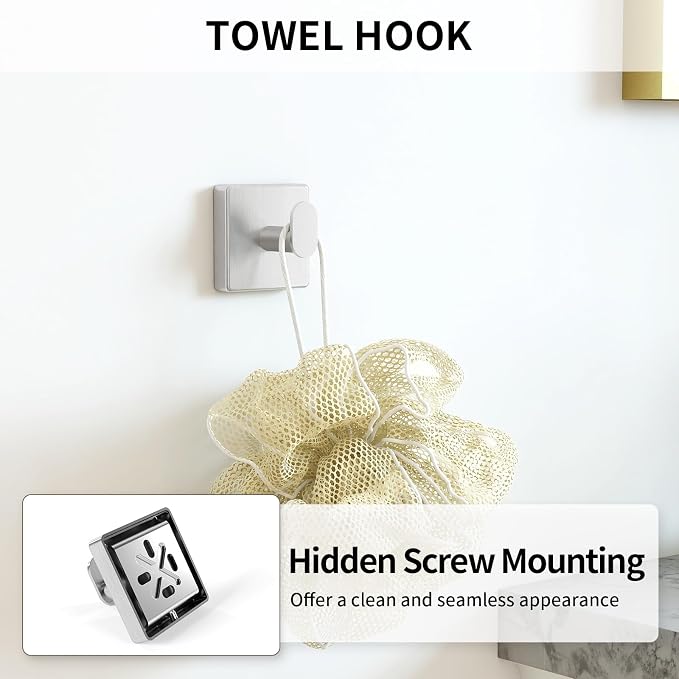 KLJKPA Brushed Nickel Bathroom Hardware Set, 24 inch Bathroom Towel Holder | Stainless Steel Towel Racks for Bathroom Accessories Set, Wall Mounted, 4-Piece