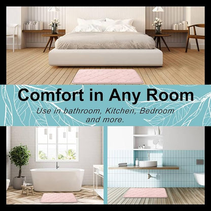 OLANLY Memory Foam Bath Mat Rug 70x24, Ultra Soft and Absorbent Bathroom Rugs, Non-Slip, Comfortable, Machine Washable Bath Carpet for Bathroom Floor, Tub, Shower and Home Decor Accessories, Pink