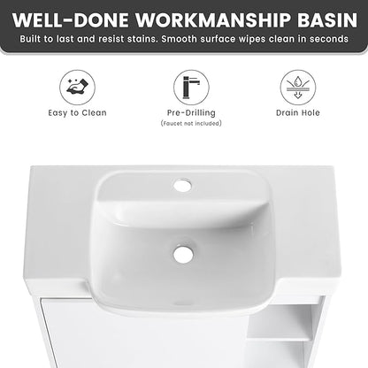 28" Floating Bathroom Vanity with Sink Combo,28 Inch Floating Vanity,Modern Single Sink Bathroom Vanity Combo,White Wall Mounted Cabinet Set