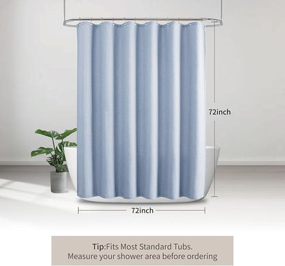 256GSM Heavy Duty Waffle Weave Shower Curtain, Fog Blue 72"x72" | with Weighted Hem - Hotel Spa Luxury Water-Repellent Polyester Bathroom Curtain for Home, RV, Apartment, Dorm