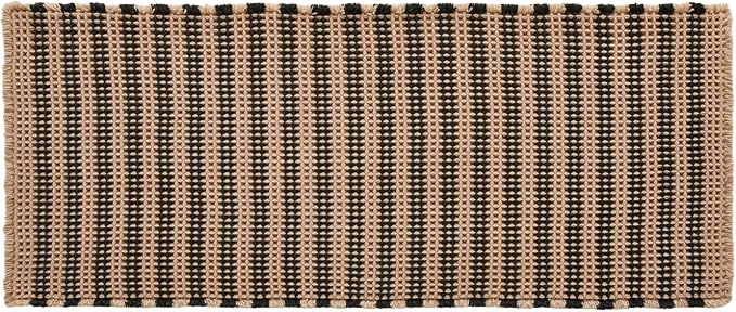TYUU Waffle Runner Rug Bathroom, Long Boho Bath Mat, 72x24 Black & Khaki | Super Absorbent Quick Dry Bath Rug, Non-Slip Backing, Soft Waffle Washable Farmhouse Bathroom Mats, Tub, Shower & Home Decor
