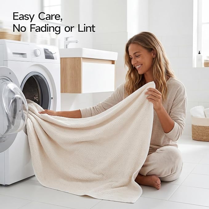 ecolook Microfiber Bath Towels Set of 2, 31 x 63 Inch Extra Large Bath Towel Set, Super Soft & Highly Absorbent, Quick Dry Lightweight Towels for Bathroom, Gym, Spa, Pool & Travel, Beige