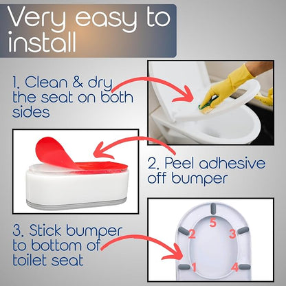 Toilet Seat Bumpers for Use with Bidet with Extra Strong Adhesive, 5pk | Stops Sliding & Wobbling, Distributes Weight Evenly to Prevent Damage to Seat or Bowl, Mutes Seat Slamming