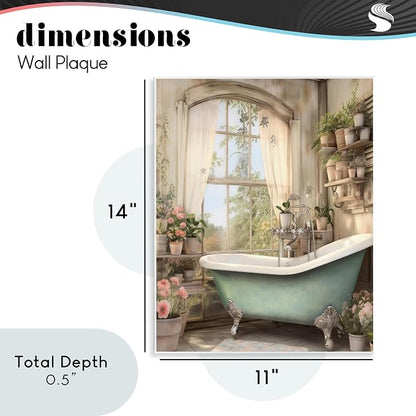 Bathroom Floral Filled Shelves, 11 x 14 Inch Mounted Print on Wall Plaque | Stupell Industries · By Lettered and Lined · Ready to hang once unboxed · Made in USA