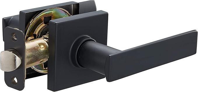 Amazon Basics Contemporary Stamford Passage Door Lever, Easy Installation, Matte Black, 1-Pack