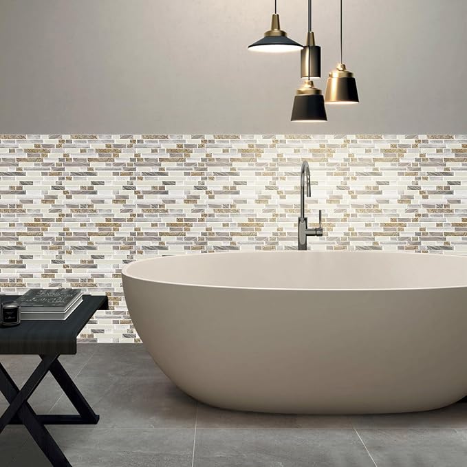 STICKGOO Peel and Stick Tile Backsplash for Kitchen, 12”×12”Stick on Backsplash, Self Adhesive Tile for Kitchen Backsplash and Bathroom(10 Sheets, Thicker Design)