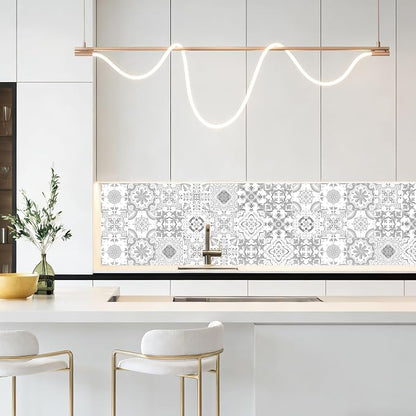 24 PCS Bohemian Floral PVC Peel and Stick Tile Stickers | for Kitchen Bathroom RV, Waterproof Self-Adhesive Removable Backsplash Decals, Easy DIY Upgrade, Smooth Surfaces, 7.87x7.87in