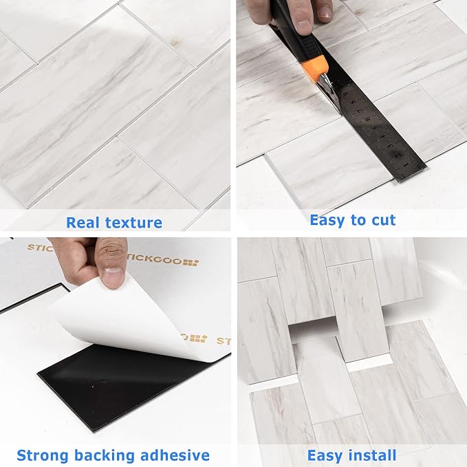 STICKGOO Subway Tile Peel and Stick Backsplash, Glossy Light Brown PVC Self Adhesive Tile Backsplash, Stick on Tile for Kitchen and Bathroom(10 Sheets)