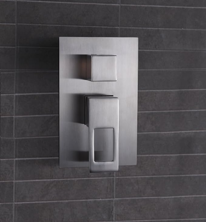 SUMERAIN Bathroom Shower Faucet System Brushed Nickel | Brass Rough-in Valve Included, 8" Stainless Steel Rain Shower Head, Brass Hand Shower, Hand Shower, Concealed Box Design