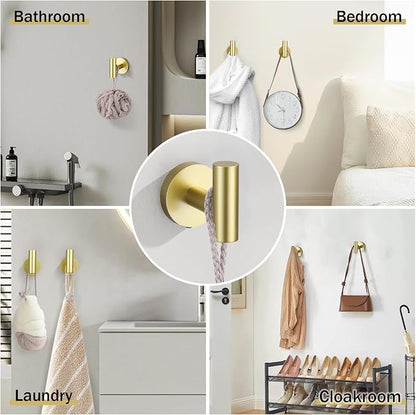 5 Pieces Brushed Gold Bathroom Hardware Accessories Set SUS304 Stainless Steel Gold Towel Bar Holder Set, 23.6Inch Towel Racks for Bathroom, Robe Towel Hooks, Toilet Paper Holder Wall Mounted