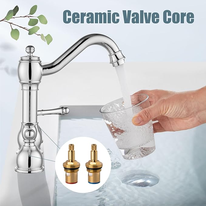 Aolemi 8 Inch Widespread Bathroom Sink Faucet 3 Hole Deck Mount Vanity Basin Mixer Tap with Pop Up Drain Assembly Polish Chrome Double Lever Handle
