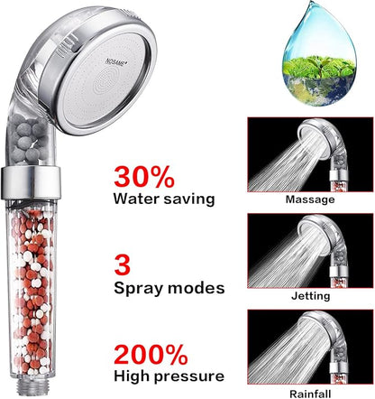 NOSAME Shower Head, Filter Filtration High Pressure Water Saving 3 Mode Function Spray Handheld Showerheads for Dry Skin & Hair