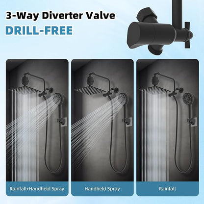 10" Metal Filtered Shower Head with 10-Mode Handheld, Oil Rubbed Bronze | NSF/ANSI/CAN 372 Certified, High Pressure Showerhead Combo, 20 Stage Shower Filter, 11" Shower Arm, 71" Hose, Shower Holder