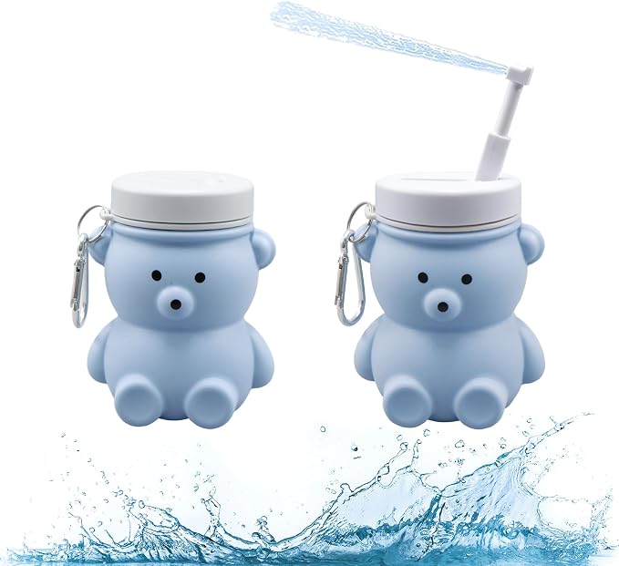 Cute Portable Bidet for Kids, Lovely Baby Bidet Spray Bottle, 300ml Compact Travel Size Camping Peri Bottle With Retractable and Angle-Adjustable Nozzle for Home, Outdoors, Camping & Travel Blue (1pc)