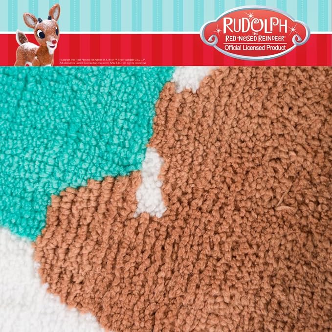 Collectibles Rudolph The Red Nose Reindeer Holiday & Christmas Non Slip Plush Poly Knit Bathroom Mat Rug, 17x24, (Officially Licensed Product) By Franco