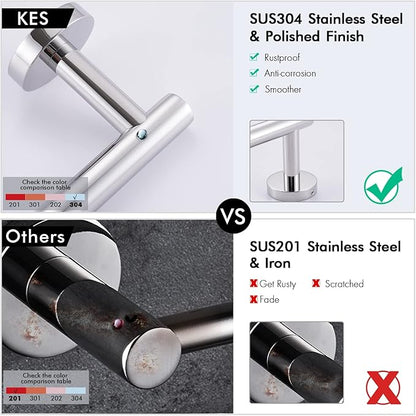 KES 33.7 Inches Towel Bar for Bathroom Shower Hand Towel Holder Hanger SUS304 Stainless Steel RUSTPROOF Wall Mount Polished Steel, Total Length 36 Inch, A2000S90