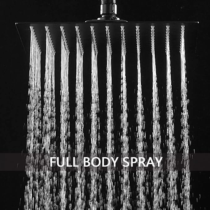 Shower Faucet Set Matte Black 10 Inch Ceiling Mount Rainfall Shower System with 2 Rain Shower Head and Handheld Head Push Button Diverter Shower Trim Kit and Rough-in Valve Body