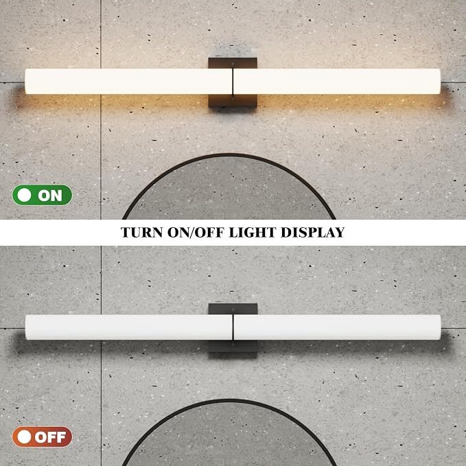 39 Inch 42W Led Bathroom Vanity Light,3000K-6000K Dimmable Vanity Lighting Fixtures with White Acrylic Lampshade,Indoor Hardwired Wall Light Over Mirror for Mirror Restroom(Black,1 Pack)