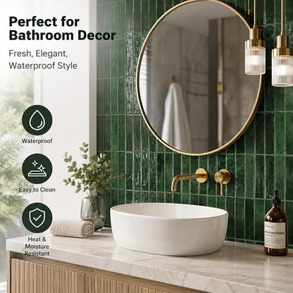 JOLOV 10 Pack Peel and Stick Backsplash Tiles, Waterproof 3D Stickers | Thicker self-adhesive 3D tile stickers for kitchen and bathroom walls; removable, waterproof and easy to install.