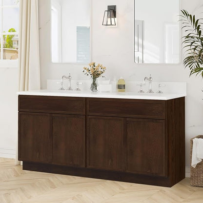72 Inch Bathroom Vanity Base Only, Double Vanity Cabinet with Soft Closing Door, 2ea 36 inch Cabinet, Without Top,Brown