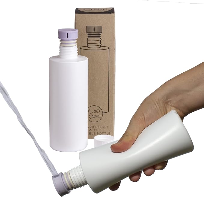 CuloClean Portable Bidet for Toilet or Travel (Lilac). Peribottle for Postpartum Care. After Labor Essentials. Spray Douche for Mom and Baby. (CuloClean + Bottle, 1pcs Lilac)