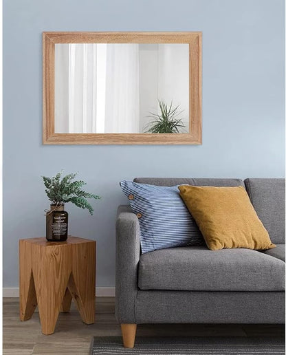 AAZZKANG Rustic Mirrors for Wall Rectangle Wooden Frame Hanging Mirror for Bedroom Bathroom Living Room Entryway Large 26"x18"