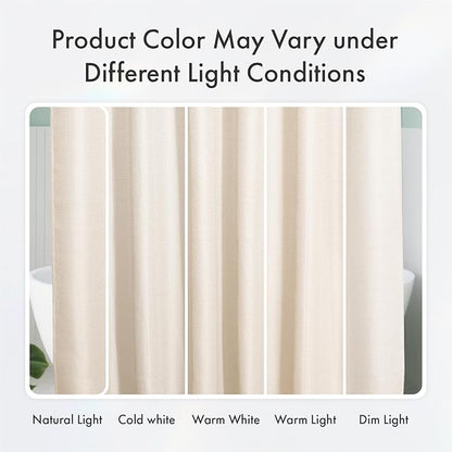 AmazerBath Waffle Shower Curtain, Heavy Duty Fabric Shower Curtain with Waffle Weave Hotel Quality Bathroom Curtains, 72 x 72 Inches (Cream Yellow)