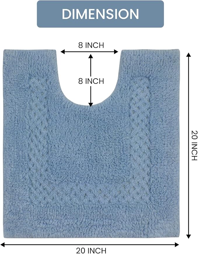 Home Weavers Classy Bathmat 100% Cotton Bathroom Rugs Set, Bathroom Décor, Washable Rug, Extra Soft and Absorbent Bath Rug, Kitchen Mat, Bath Mat Set, Bath Floor Mat Non Slip, 20"x20" Contour, Blue