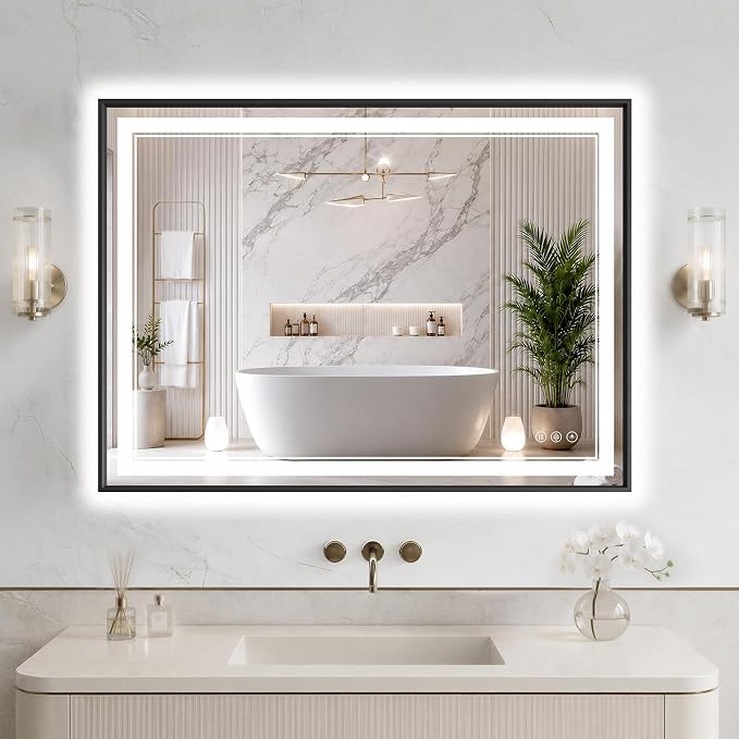 30"x40" LED Bathroom Mirror with Lights, Backlit + Front Lit, Anti-Fog | Lighted Bathroom Mirror with One-Piece Aluminum Alloy Frame, HD Shatterproof Tempered Glass, Dimmable, Memory Function