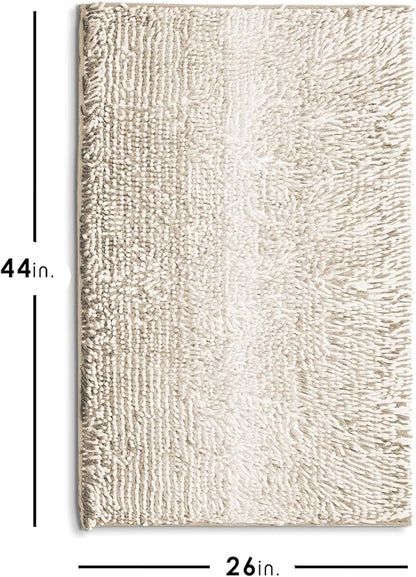 Hearth & Harbor Bathroom Rugs, Chenille Bath Mat - Machine Washable Bath Mats for Bathroom Non-Slip Backing Rubber, Quick Dry Bathroom Mat, 26 x 44 - Ombre Beige