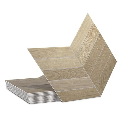 12-Pack Peel and Stick Floor Tile, 12.2" x 10" Chevron SPC Self-Adhesive Luxury Vinyl Flooring, Wood-Look Groutable Backsplash Tile for Kitchen Bathroom, Warm Oak, Covers 10.32 Sq. Ft.