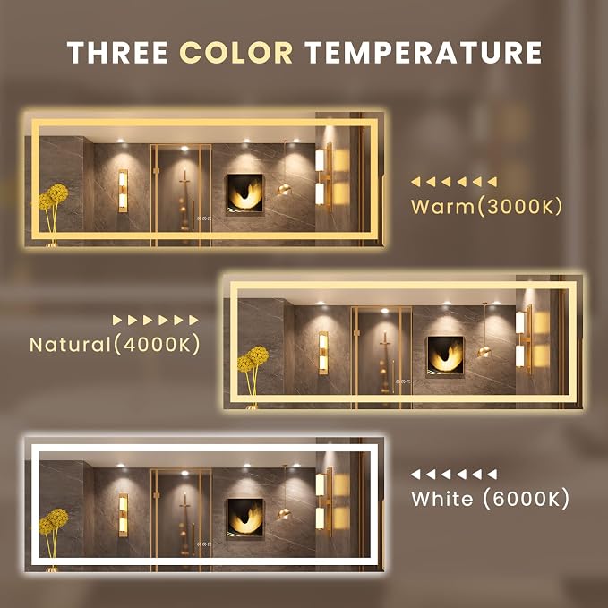 LOAAO 84"X32" LED Bathroom Mirror with Lights, UL Listed | Anti-Fog, Dimmable, 3 Color Temperature, Backlit + Front Lit, Memory Function, Tempered Glass