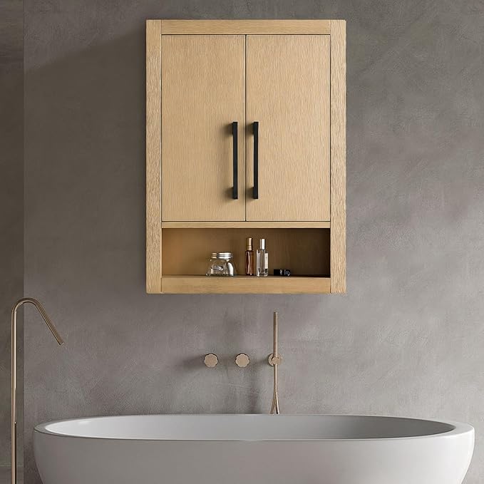 Vanity Art 24 inch Bathroom Vanity with Storage Cabinet & Shelves, Storage Cabinet with Soft-Closing Doors, VA90-TC-NO-BN1
