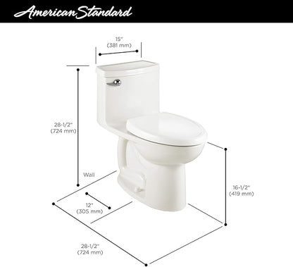 American Standard 2403813.020 Compact Cadet 3, One-Piece Toilet with Slow-Close Seat, Elongated Front, Right-Hand Flush, White, 1.28 gpf