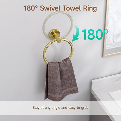 8PCS Brushed Gold Bathroom Hardware Set, 18-Inch Towel Bar Set | Durable SUS304 Stainless Steel Bathroom Accessories Set, Towel Racks for Bathroom Wall Mounted, Modern Home Decor