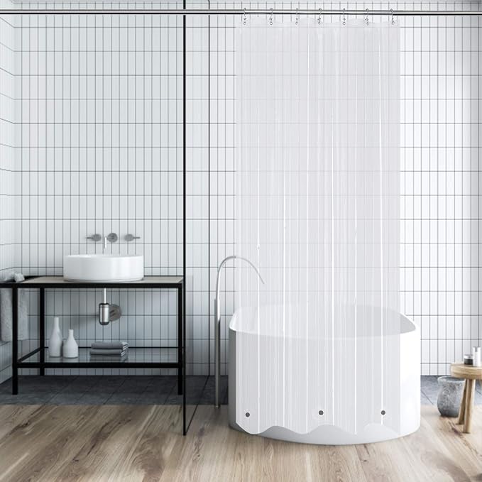 36x84 Stall Size Shower Curtain Liner Clear | 3 Bottom Magnets,7 Rustproof Grommets,Water Proof Heavy Duty PEVA,36W x 84H for Small Bathroom or Shower Stall Extra Long