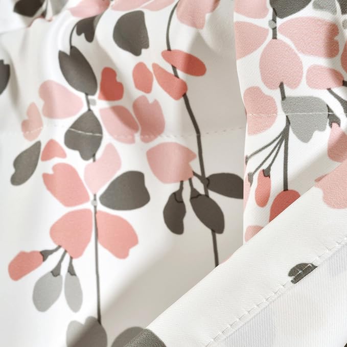 Lush Decor Weeping Flower Light Filtering Window Curtain Valance, Blush & Gray