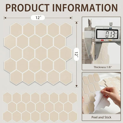 Arttown Peel and Stick 3D Wall Backsplash, 10-Sheet, 12" × 12" Cream Ivory | Subway Tile Self Adhesive Thicker Design Wall Tiles Panel Wallpaper for Bathroom Balcony Kitchen