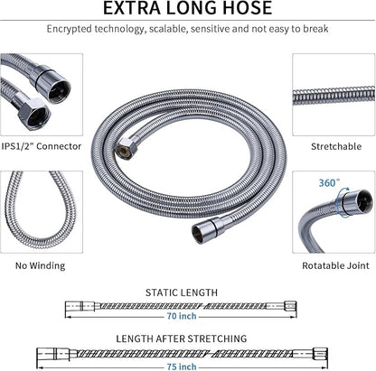 G-Promise High Pressure 6 Mode Hand Held Shower Head with Extra Long Hose | High Pressure, 6 Spray Mode, Easy Install, Adjustable Angle, Extra Long Hose, Modern Upgrade