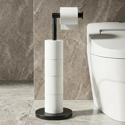 Cesun Free Standing Toilet Paper Holder Stand with Weighted Base, Black | SUS304 Rustproof Steel | Thick Non-Slip Base | Swivel Pivot Design | Slim Footprint | Holds 5 Rolls