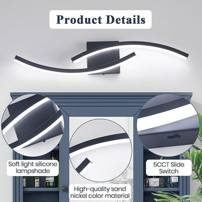 23.62 inch Vanity Light for Bathroom Lighting Fixtures Over Mirror Black Dimmable 5CCT Vanity Lighting Fixture Modern Bathroom Vanity Light 23 Inch Modern Wall lamp