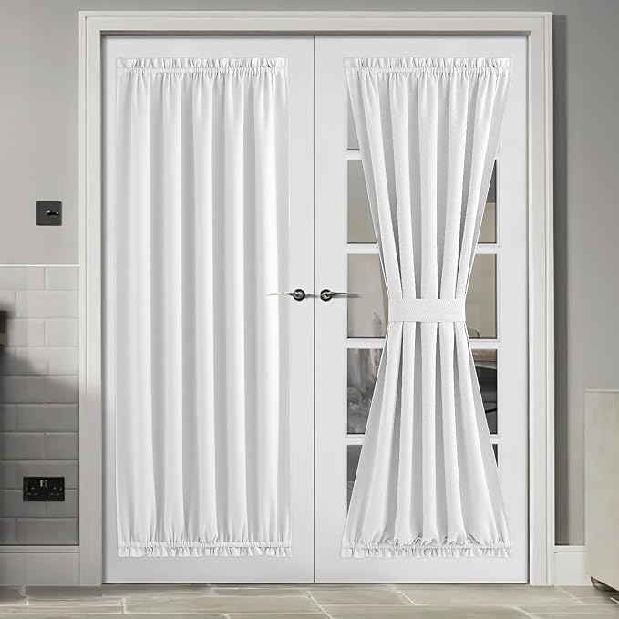 NICETOWN Blackout Door Curtains for Window, Privacy Curtains Thermal Insulate Covering for Patio Glass Front Door, 54 inch x 72 inches, Greyish White, 1 Panel