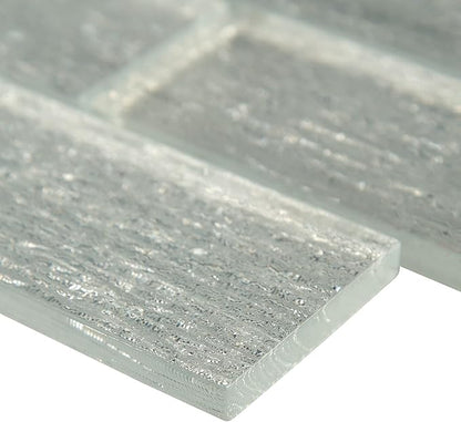 MSI Chilcott Bright 14.75 inch x 11.75 inch Glass Subway Tile for Kitchen Backsplash, Wall Tile for Bathroom, Shower Wall Tile, 2x6 inch Mesh Mounted