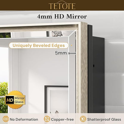 TETOTE 60" x 30" Brushed Nickel Medicine Cabinet Storage with Mirror Farmhouse Bathroom Medicine Cabinet with Adjustable Shelves Wall Mounted or Recessed