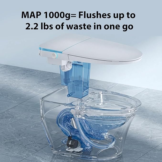 Smart Toilet with Bidet Built in, Tank Built in with Powerful Flush, Heated Seat, Auto Flush and Close, Warm Water, Air Dryer, Night Light and ADA Comfort Height for Bathroom